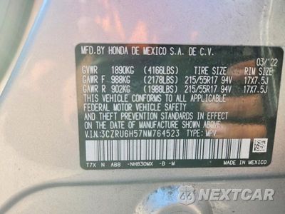 Zdjęcie 12 z 12 samochodu: 2022 HONDA HR-V EX VIN:3CZRU6H57NM764523 - miniatura