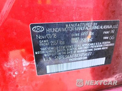Zdjęcie 13 z 13 samochodu: 2019 HYUNDAI SONATA VIN:5NPE34AF8KH754177 - miniatura