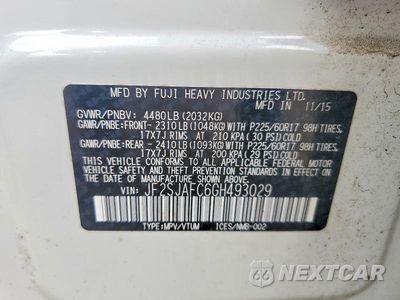 Zdjęcie 13 z 13 samochodu: 2016 SUBARU FORESTER 2.5I PREMIUM VIN:JF2SJAFC6GH493029 - miniatura