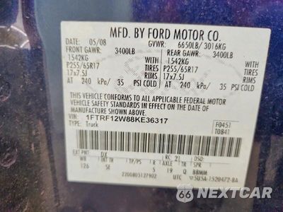 Zdjęcie 13 z 13 samochodu: 2008 FORD F150 VIN:1FTRF12W88KE36317 - miniatura