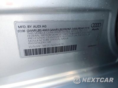 Zdjęcie 12 z 12 samochodu: 2007 AUDI A4 2 VIN:WAUAF78E07A035974 - miniatura