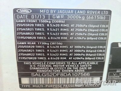 Zdjęcie 13 z 13 samochodu: 2013 LAND ROVER RANGE ROVER HSE VIN:SALGS2DF8DA107566 - miniatura