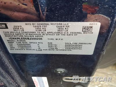 Zdjęcie 12 z 12 samochodu: 2011 CHEVROLET TRAVERSE LTZ VIN:1GNKRLED5BJ309298 - miniatura