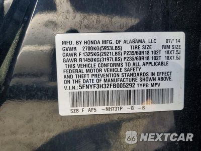 Zdjęcie 13 z 13 samochodu: 2015 HONDA PILOT SE VIN:5FNYF3H32FB005292 - miniatura