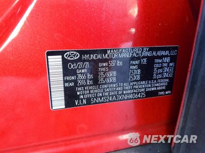 Zdjęcie 13 z 13 samochodu: 2022 HYUNDAI SANTA FE SEL VIN:5NMS24AJXNH406425 - miniatura