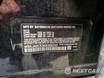 Zdjęcie 12 z 12 samochodu: 2019 BMW 530E VIN:WBAJA9C53KB399245 - miniatura