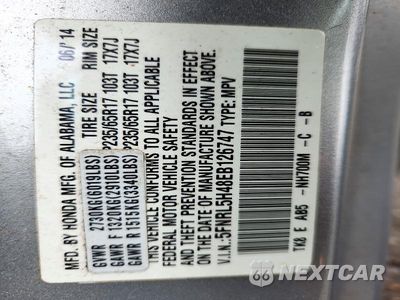 Zdjęcie 13 z 13 samochodu: 2014 HONDA ODYSSEY EX VIN:5FNRL5H48EB126747 - miniatura
