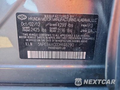 Zdjęcie 12 z 12 samochodu: 2013 HYUNDAI SONATA GLS VIN:5NPEB4AC0DH616290 - miniatura