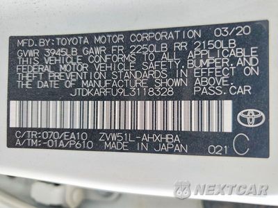 Zdjęcie 12 z 12 samochodu: 2020 TOYOTA PRIUS XLE VIN:JTDKARFU9L3118328 - miniatura