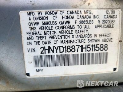 Zdjęcie 13 z 13 samochodu: 2001 ACURA MDX TOURING VIN:2HNYD18871H511588 - miniatura