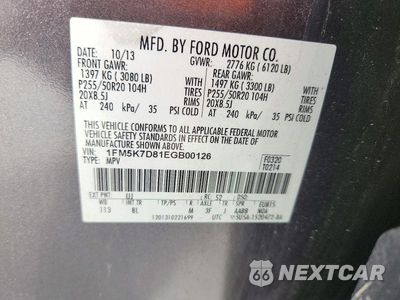 Zdjęcie 13 z 13 samochodu: 2014 FORD EXPLORER XLT VIN:1FM5K7D81EGB00126 - miniatura