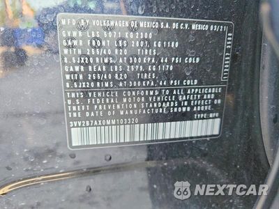 Zdjęcie 13 z 13 samochodu: 2021 VOLKSWAGEN TIGUAN SE VIN:3VV2B7AX0MM103320 - miniatura