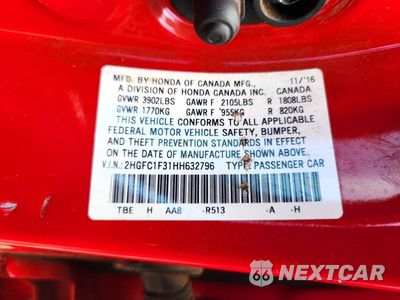 Zdjęcie 13 z 13 samochodu: 2017 HONDA CIVIC EX VIN:2HGFC1F31HH632796 - miniatura