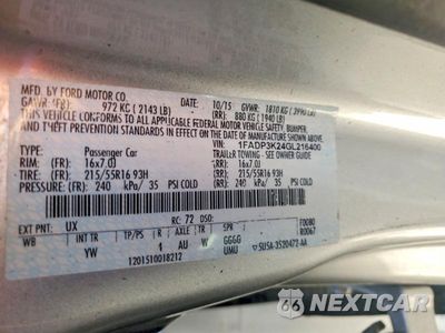 Zdjęcie 12 z 12 samochodu: 2016 FORD FOCUS SE VIN:1FADP3K24GL216400 - miniatura