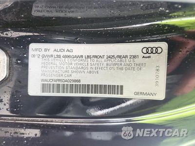 Zdjęcie 12 z 12 samochodu: 2013 AUDI A5 PREMIUM VIN:WAUCFAFR5DA029868 - miniatura