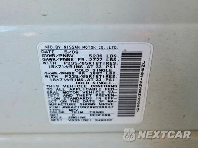 Zdjęcie 13 z 13 samochodu: 2009 NISSAN MURANO S VIN:JN8AZ18W29W206637 - miniatura