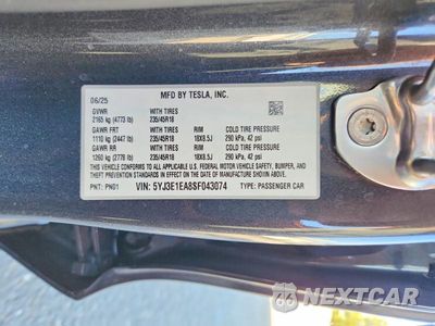 Zdjęcie 12 z 12 samochodu: 2025 TESLA MODEL 3 VIN:5YJ3E1EA8SF043074 - miniatura