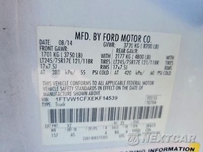 Zdjęcie 12 z 12 samochodu: 2014 FORD F150 SUPERCREW VIN:1FTVW1CFXEKF14539 - miniatura