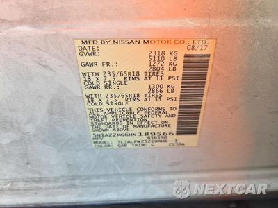 Zdjęcie 13 z 13 samochodu: 2017 NISSAN MURANO S VIN:5N1AZ2MG6HN189566 - miniatura