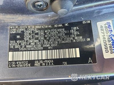 Zdjęcie 13 z 13 samochodu: 2008 TOYOTA SIENNA LE 8-PASSENGER VIN:5TDZK23C48S202609 - miniatura