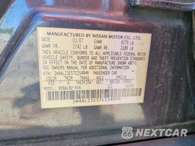 Zdjęcie 12 z 12 samochodu: 2007 NISSAN ALTIMA 2.5 VIN:1N4AL21E57C154946 - miniatura