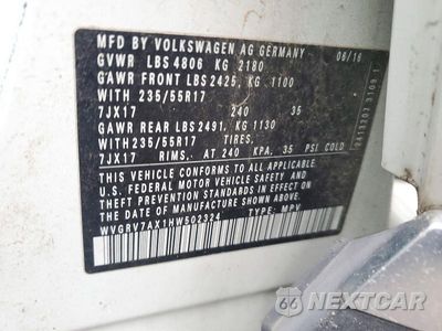 Zdjęcie 13 z 13 samochodu: 2017 VOLKSWAGEN TIGUAN WOLFSBURG VIN:WVGRV7AX1HW502324 - miniatura
