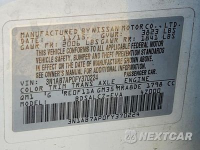 Zdjęcie 13 z 13 samochodu: 2015 NISSAN SENTRA S VIN:3N1AB7AP0FY370224 - miniatura