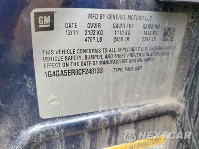 Zdjęcie 12 z 12 samochodu: 2012 BUICK LACROSSE VIN:1G4GA5ER0CF248133 - miniatura