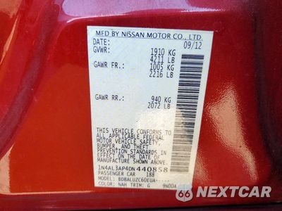Zdjęcie 12 z 12 samochodu: 2013 NISSAN ALTIMA 2.5 VIN:1N4AL3AP4DN440858 - miniatura