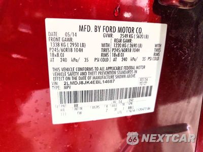 Zdjęcie 13 z 13 samochodu: 2014 LINCOLN MKX VIN:2LMDJ8JK4EBL14687 - miniatura