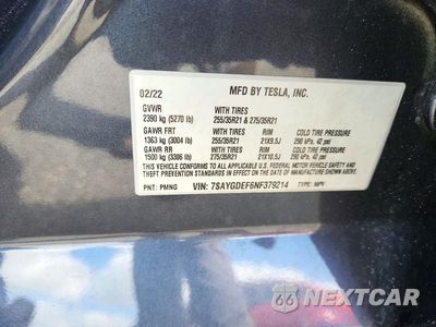 Zdjęcie 13 z 13 samochodu: 2022 TESLA MODEL Y VIN:7SAYGDEF6NF379214 - miniatura