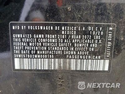 Zdjęcie 13 z 13 samochodu: 2021 VOLKSWAGEN JETTA SEL VIN:3VWE57BU2MM008195 - miniatura