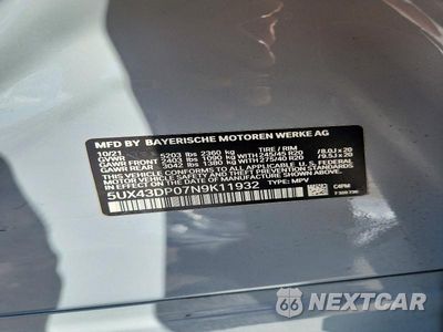 Zdjęcie 13 z 13 samochodu: 2022 BMW X3 SDRIVE30I VIN:5UX43DP07N9K11932 - miniatura