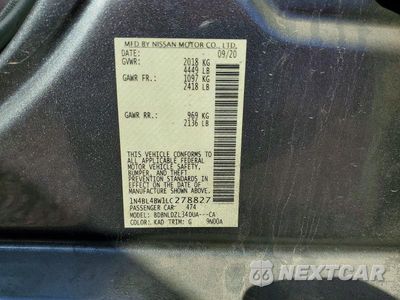 Zdjęcie 12 z 12 samochodu: 2020 NISSAN ALTIMA 2.5 S VIN:1N4BL4BW1LC278827 - miniatura