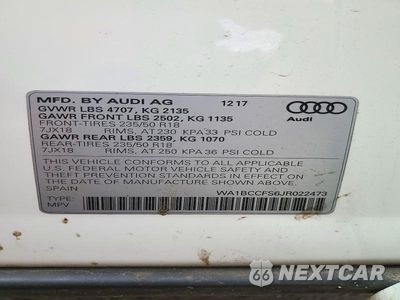Zdjęcie 12 z 12 samochodu: 2018 AUDI Q3 PREMIUM VIN:WA1BCCFS6JR022473 - miniatura
