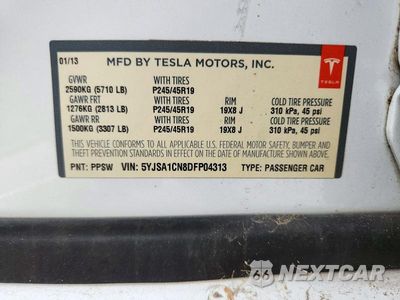 Zdjęcie 12 z 12 samochodu: 2013 TESLA MODEL S VIN:5YJSA1CN8DFP04313 - miniatura