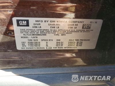 Zdjęcie 14 z 14 samochodu: 2016 CHEVROLET TRAX 1LT VIN:KL7CJLSBXGB652999 - miniatura