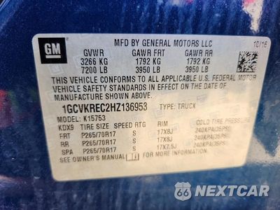 Zdjęcie 12 z 12 samochodu: 2017 CHEVROLET SILVERADO K1500 LT VIN:1GCVKREC2HZ136953 - miniatura