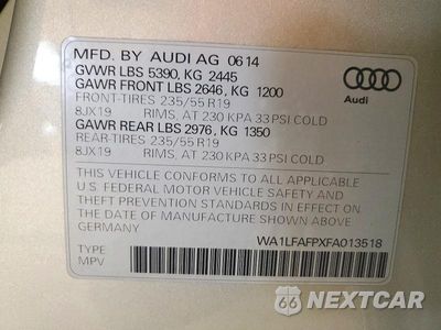 Zdjęcie 13 z 13 samochodu: 2015 AUDI Q5 PREMIUM PLUS VIN:WA1LFAFPXFA013518 - miniatura