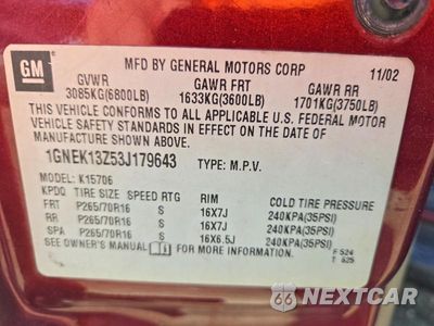 Zdjęcie 13 z 13 samochodu: 2003 CHEVROLET TAHOE K1500 VIN:1GNEK13Z53J179643 - miniatura