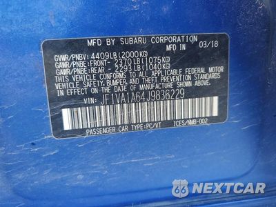 Zdjęcie 13 z 13 samochodu: 2018 SUBARU WRX VIN:JF1VA1A64J9836229 - miniatura