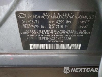 Zdjęcie 12 z 12 samochodu: 2012 HYUNDAI SONATA GLS VIN:5NPEB4AC6CH392229 - miniatura