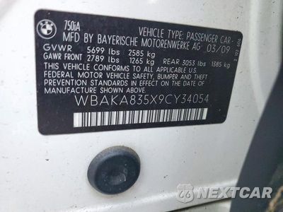 Zdjęcie 12 z 12 samochodu: 2009 BMW 750 I VIN:WBAKA835X9CY34054 - miniatura