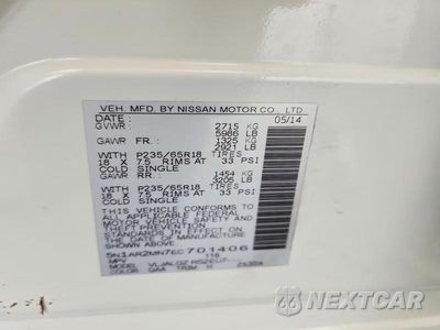 Zdjęcie 14 z 14 samochodu: 2014 NISSAN PATHFINDER SL VIN:5N1AR2MN7EC701406 - miniatura