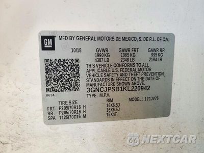 Zdjęcie 13 z 13 samochodu: 2019 CHEVROLET TRAX 1LT VIN:3GNCJPSB1KL220942 - miniatura