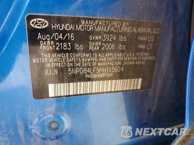 Zdjęcie 12 z 12 samochodu: 2017 HYUNDAI ELANTRA LIMITED VIN:5NPD84LF9HH115924 - miniatura