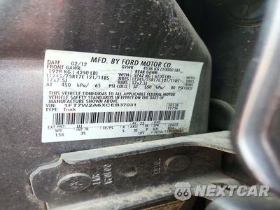 Zdjęcie 12 z 12 samochodu: 2012 FORD F250 SUPER DUTY VIN:1FT7W2A6XCEB37031 - miniatura