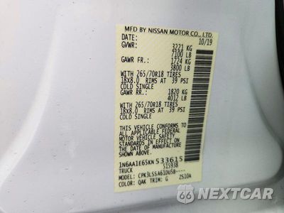 Zdjęcie 13 z 13 samochodu: 2019 NISSAN TITAN SV VIN:1N6AA1E65KN533615 - miniatura