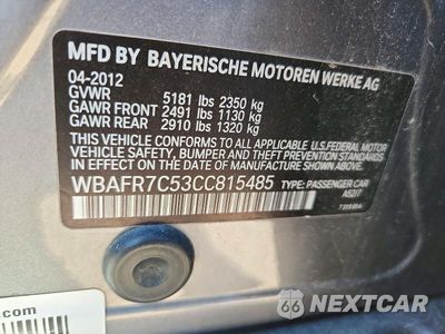 Zdjęcie 12 z 12 samochodu: 2012 BMW 535 I VIN:WBAFR7C53CC815485 - miniatura