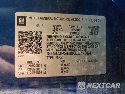 Zdjęcie 12 z 12 samochodu: 2019 CHEVROLET TRAX 1LT VIN:3GNCJPSB0KL177064 - miniatura